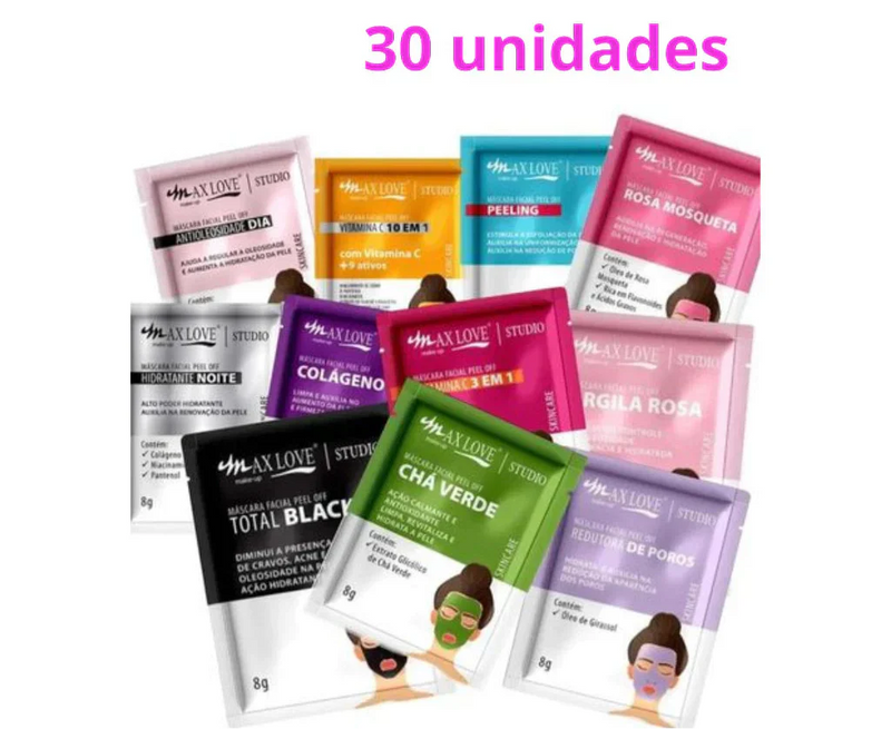 Combo 30 Máscaras Faciais Skin Care 8g